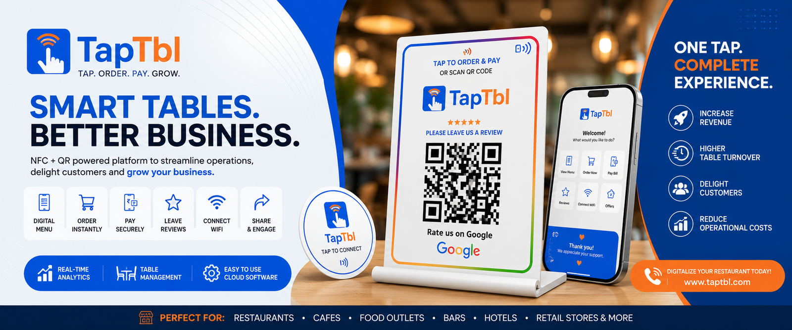TapTbl feature banner for smart restaurant growth
